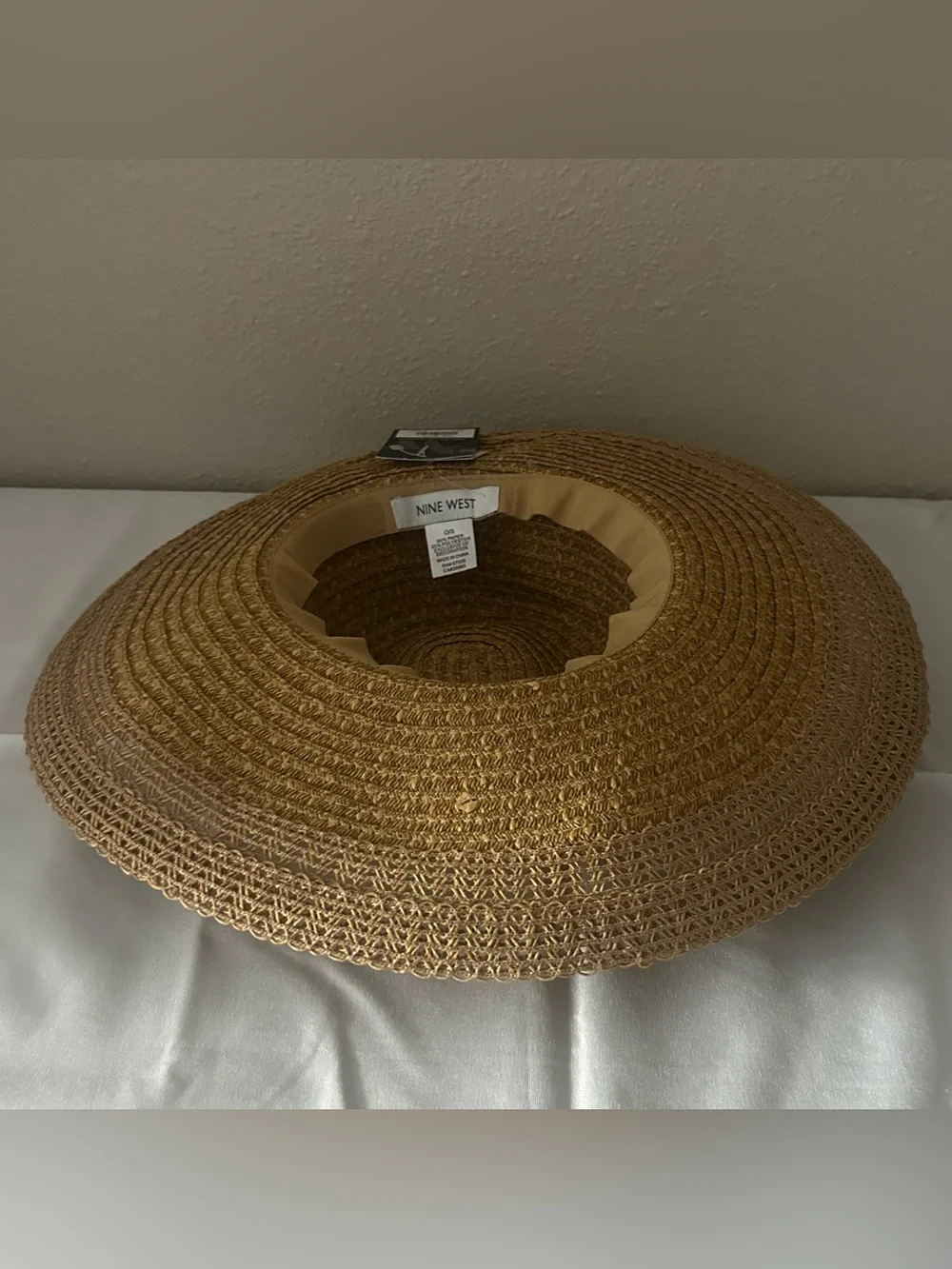 Nine West Wide-Brim Sun Hat with Taupe Bow